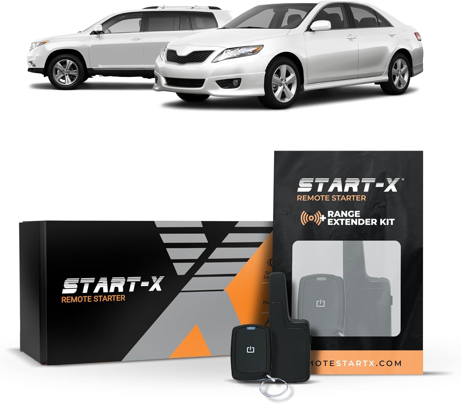 Start-X Remote Starter Kit + 2000ft 1 Way Range Extender for Toyota Camry (2007, 2008, 2009, 2010, 2011) & Highlander (2008-2013) Non-Hybrid Vehicles with Push-to-Start Ignition