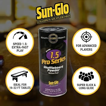 Sun-Glo Speed 1.5 (Pro Series) Shuffleboard Powder Wax The Professionals Choice for Speed & Accuracy 16 oz Shaker Can (Pack of 3)