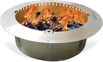 Firebuggz Heavy Duty Smokeless Stainless Steel Fire Pit Ring Insert for Outdoors - 29" Round Insert, 37" Outside Flange, 10" Height