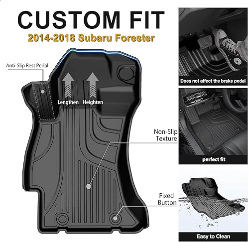Miniatura 8 de AOMSAZTO Alfombrillas para Subaru Forester 2014-2018, resistentes de elastómero termoplástico para todo tipo de clima, juego completo de