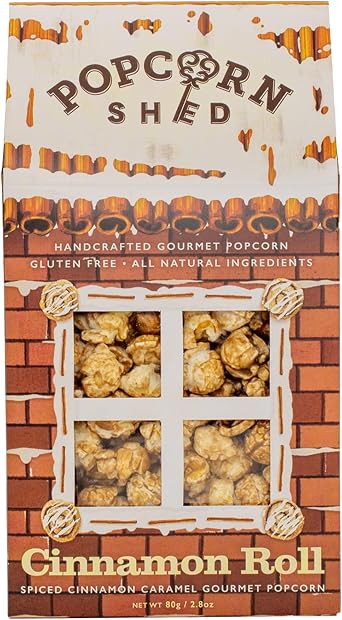 Popcorn Shed Cinnamon Roll Gourmet Popcorn 1 x 80g - Spiced Cinnamon Caramel Gourmet Popcorn, Easy & Low Calorie Snack, Perfect for Parties, Movie Nights & Gifting