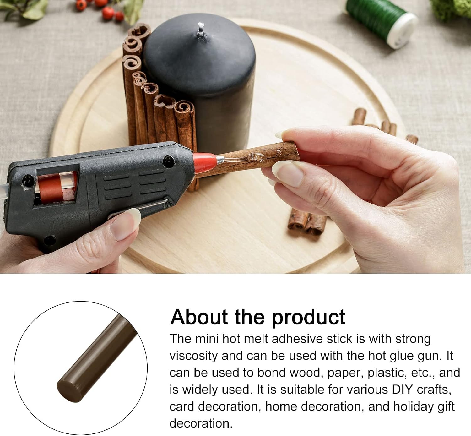 Rebower Hot Glue Sticks Mini Adhesive Hot Melt Glue Gun Sticks, [for Art, Craft, DIY, Card Making] - 0.44" x 10"/Brown/20 Pcs