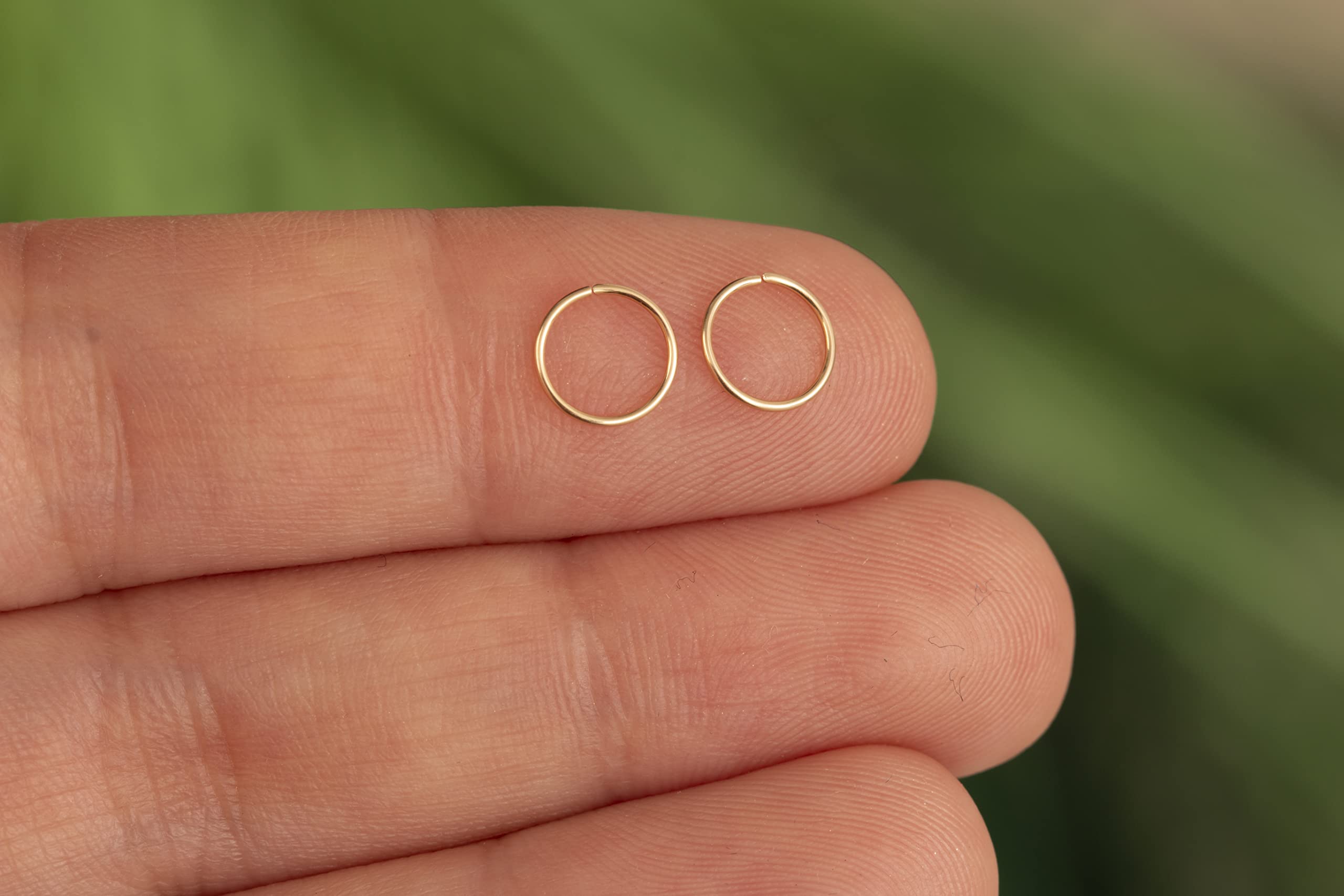 Small Gold Helix Ring Huggie Hoop Earrings for Women Snug Cartilage Nose Helix Tragus Hoop (Gold, 5mm 24 gauge / 1 pair) — view 4