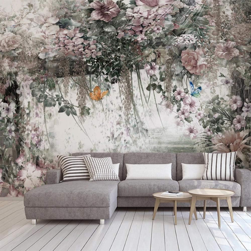 Papier peint photo 3D fleurs 450x315 cm autocollant grand format mural pour salon et hôtel