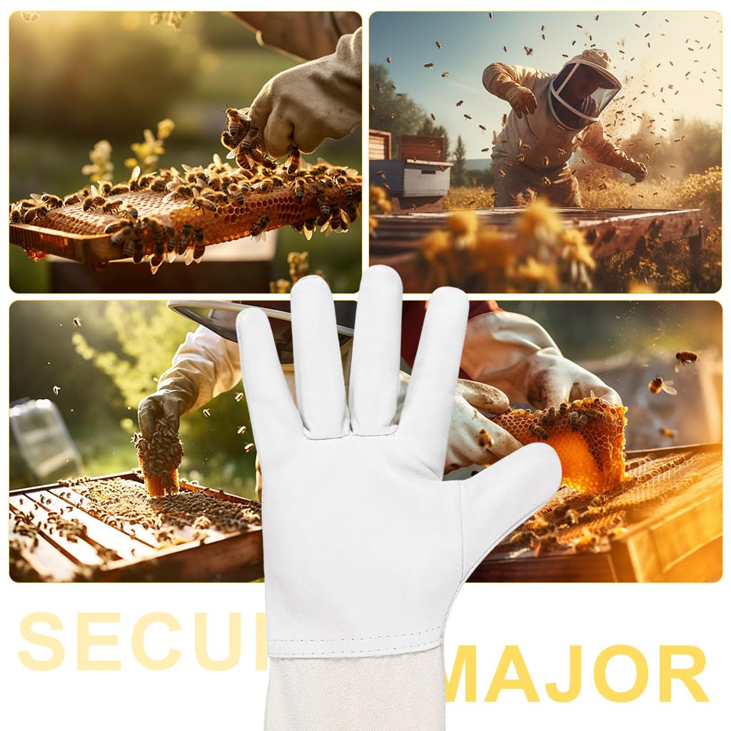 HASTHIP® Beekeeping Gloves Elastic Cuff Elbow-length Protective Working Gloves Thicken Anti-slip Gardening Gloves Landscaping Gloves for Men Women, XL 3