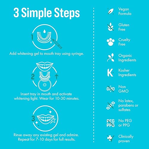 Miniatura 7 de Cali White Kit de blanqueamiento dental con luz LED gel de blanqueamiento dental de peróxido orgánico blanqueamiento dental rápido para dientes