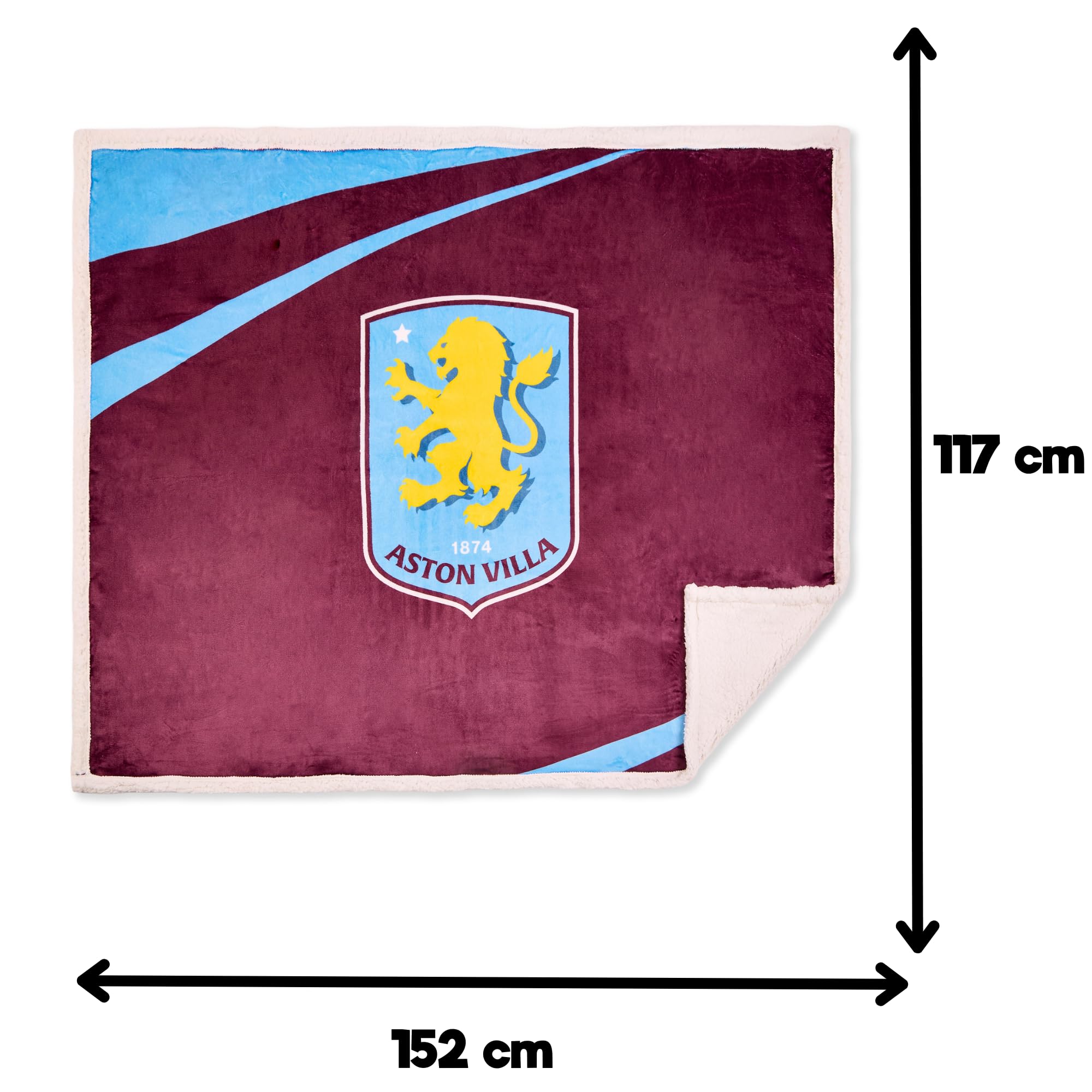 The Gift Scholars Aston Villa - Coperta in pile Sherpa, 152 x 117 cm, prodotto ufficiale della Premier League Football Club