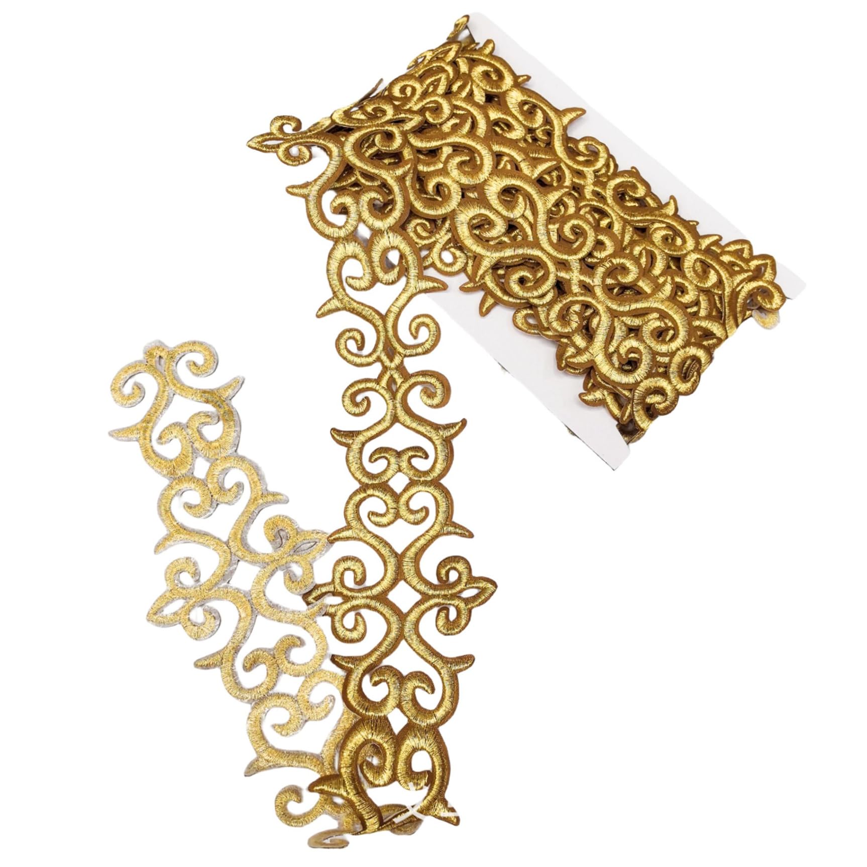 Nastro Floreale In Poliestere Oro – 4 Metri X 4,1 Cm – Passamaneria Ricamata Per Cucito E Applicazioni A Ferro – Decorazione Abbigliamento Fai Da Te