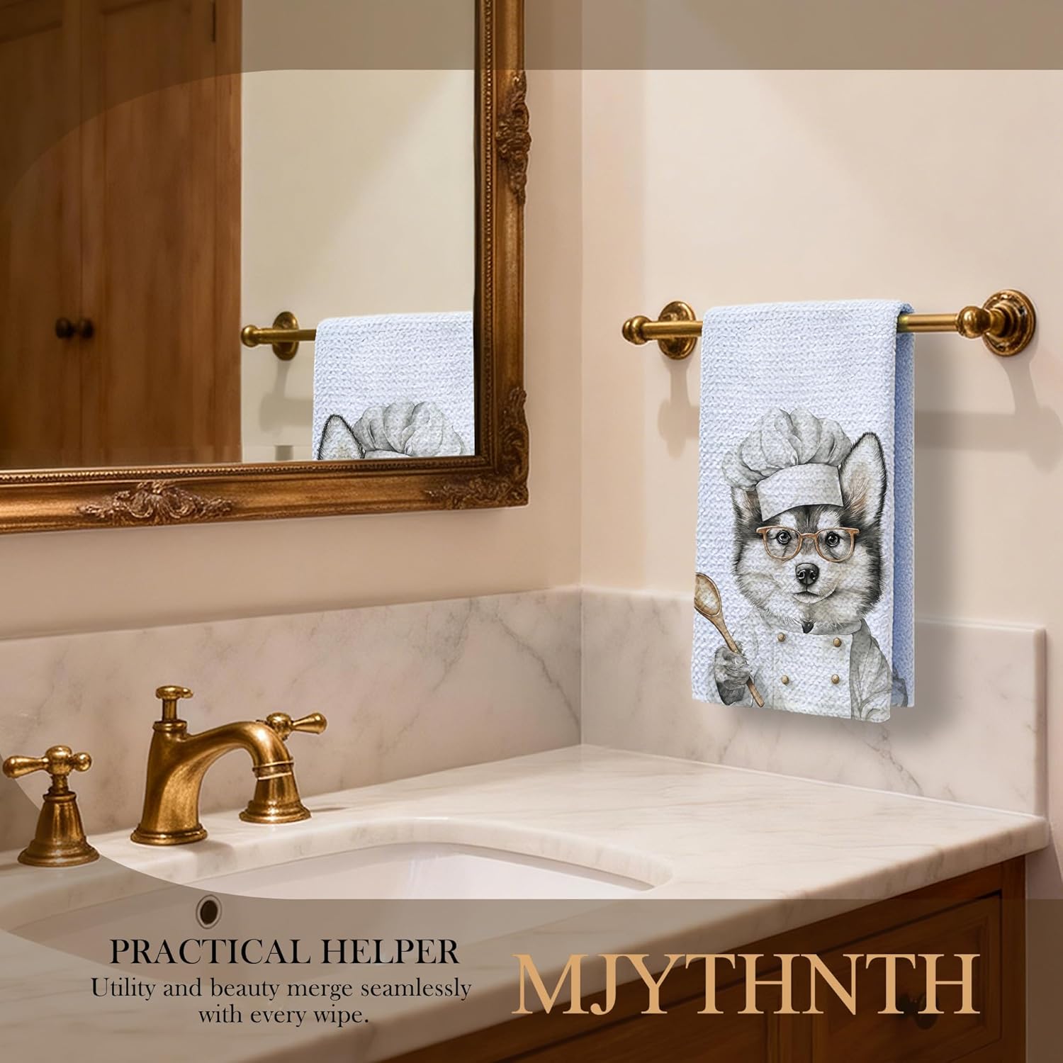 Funny Chef Alaskan Malamute Decorative Hand Tea Towels for Kitchen 16x24 Inches, Alaskan Malamute Dog Gifts for Women Men, Gifts for Chef Dog Lovers Kitchen Dish Towels - Image 3