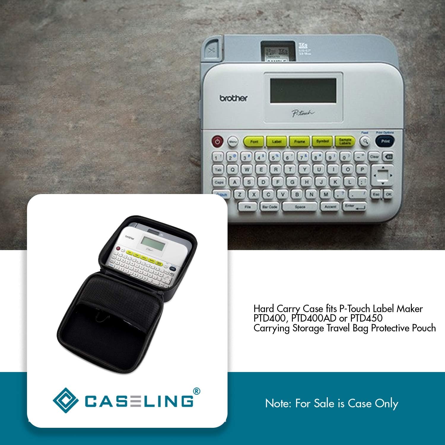 Caseling Hard Carry Case fits Brother P Touch Label Maker PTD400 PTD400AD or PTD450 Carrying Storage Travel Bag Protective Pouch