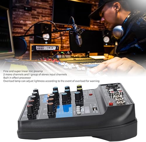 Miniatura 9 de Mezclador de audio Consola mezcladora de DJ de 4 canales profesional con interfaz USB y equipo de escenario de efectos integrados (enchufe de EE.