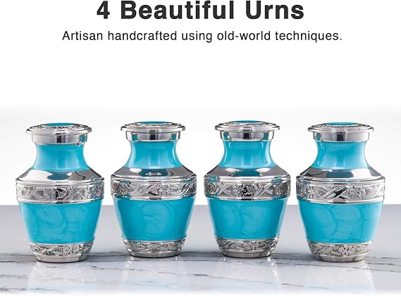 BOLD & DIVINE Small Heavenly Peace Pearl Mint Keepsake Urns |for Human Ashes | Handcrafted | 3