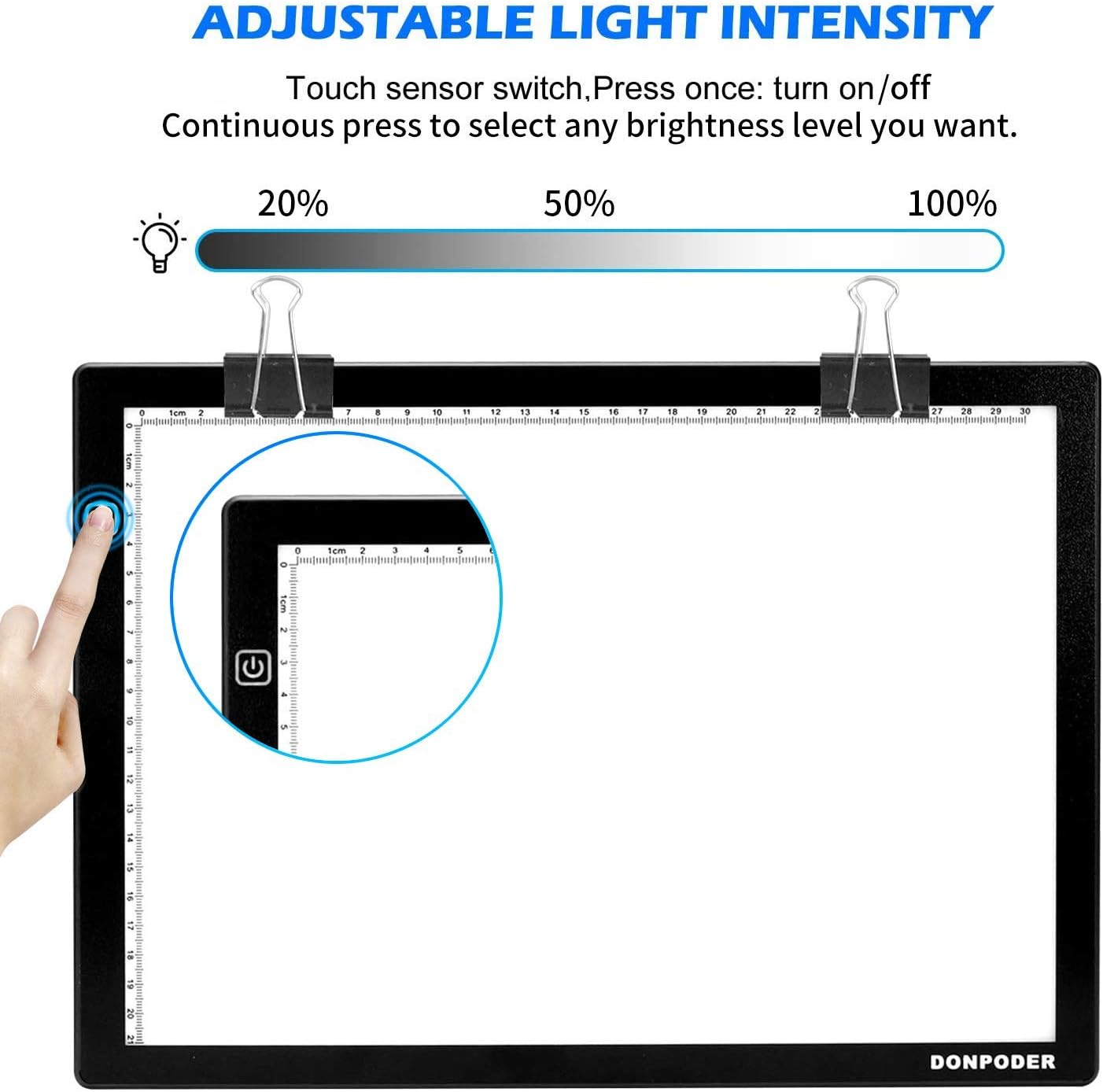 DONPODER New Generation A4 Portable LED Light Box Tracer USB Power Cable Dimmable Brightness LED Artcaft Tracing Light Box Light Pad for Artists Draw