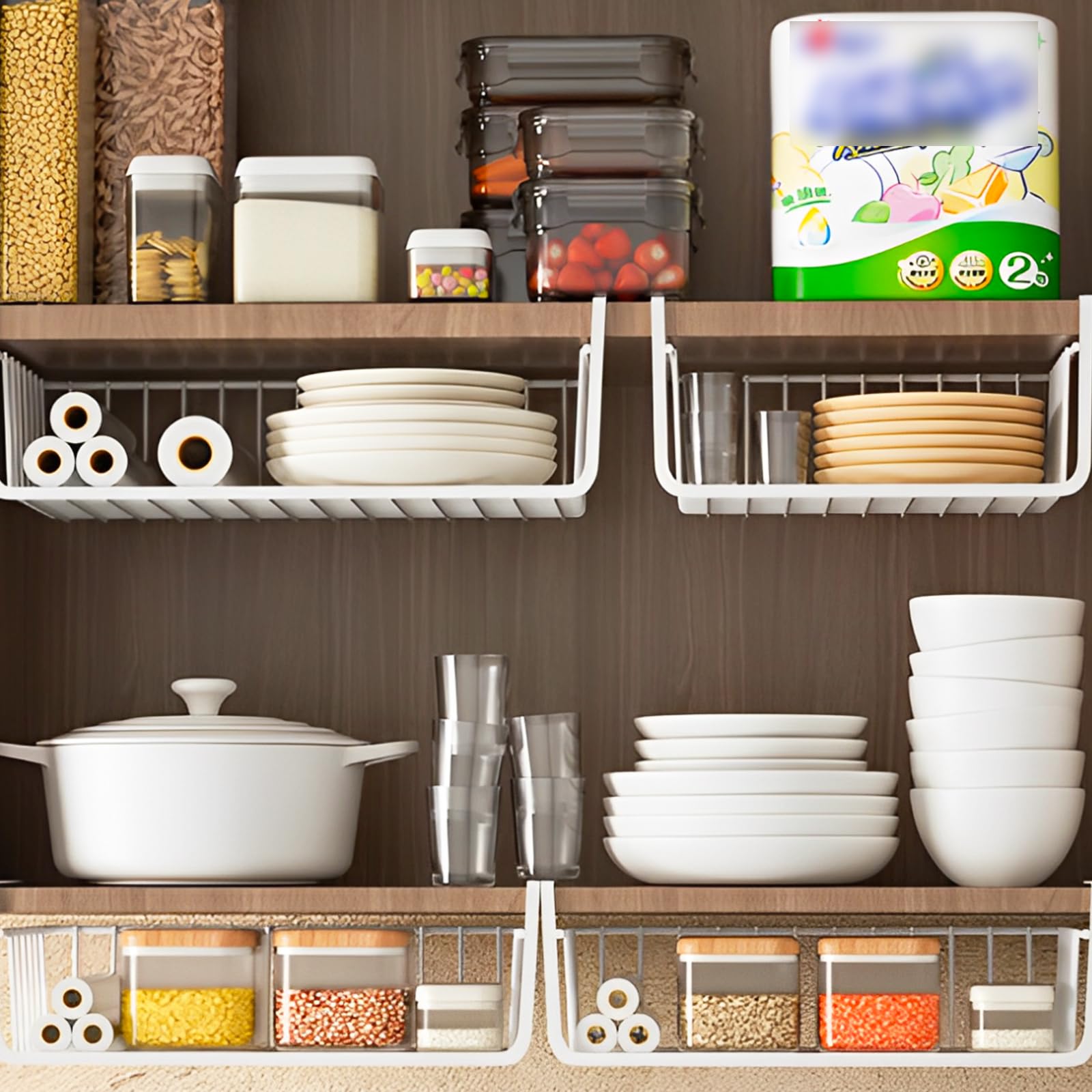 CYEER Cestino Appeso per Ordine, 30,5x21,5x11,5cm, Capacità 4,5kg, Metallo Anti-Ruggine, per Cucina, Bagno, Ufficio, Armadietti