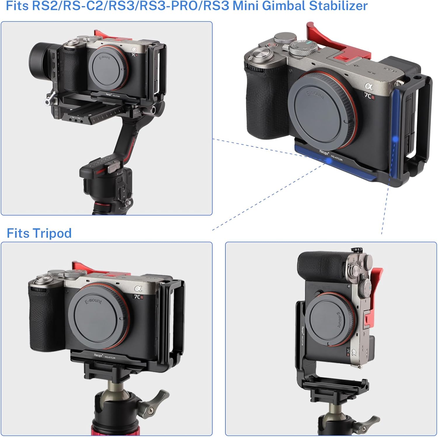 Haoge Camera L Bracket for Sony A7C2 A7CR Camera,1 Piece Integrated Metal Arca Style Compatiable Quick Release Plate - Image 3