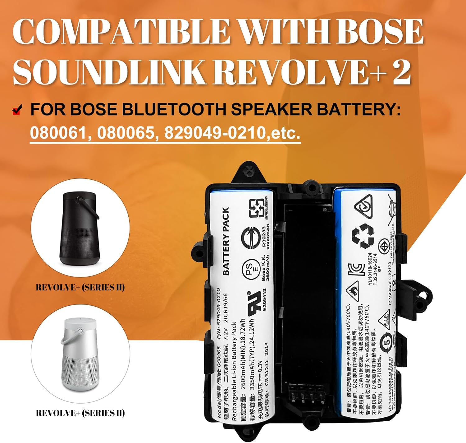 Replacement for Bose Battery 080061, 080065, 829049-0210,etc. Compatible with Bose Soundlink Revolve+ 2 Portable Bluetooth Speaker