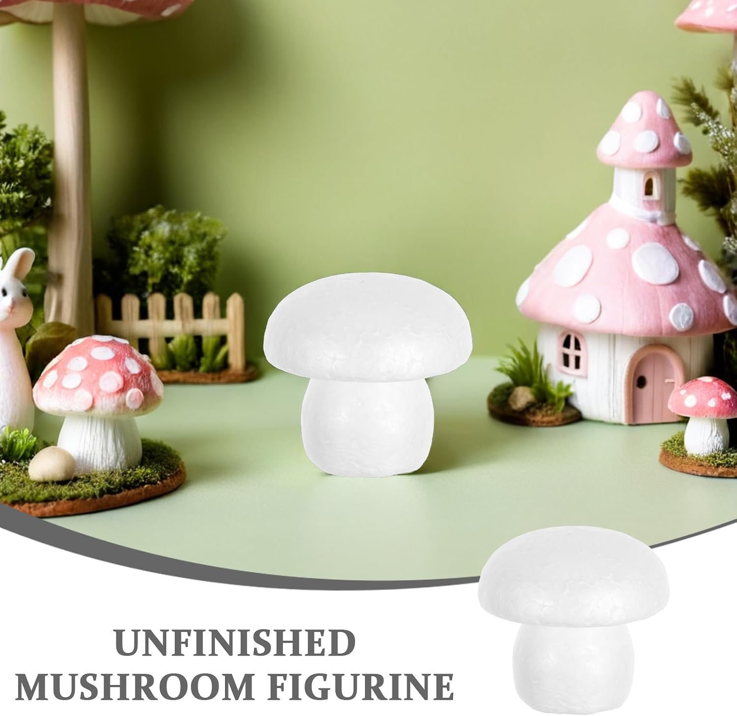 VINTORKY 7pcs Unfinished Foam Mushrooms - 3.15"/8cm Unpainted White Mini Mushroom Figurines for DIY Art Crafts Projects DIY Paint Color Desk Bookshelves Ornaments