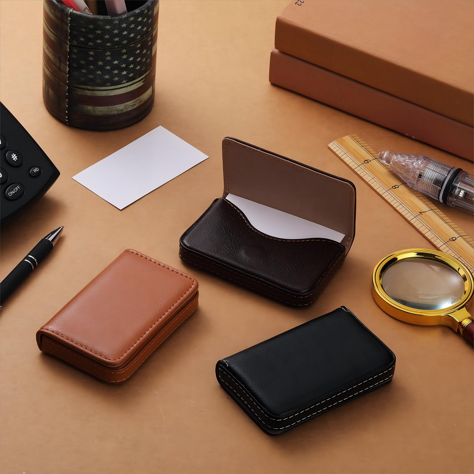 Amazon.com : 3 Pcs Business Card Holder PU Leather Business Amazon.com : 3 Pcs Business Card Holder PU Leather Business
