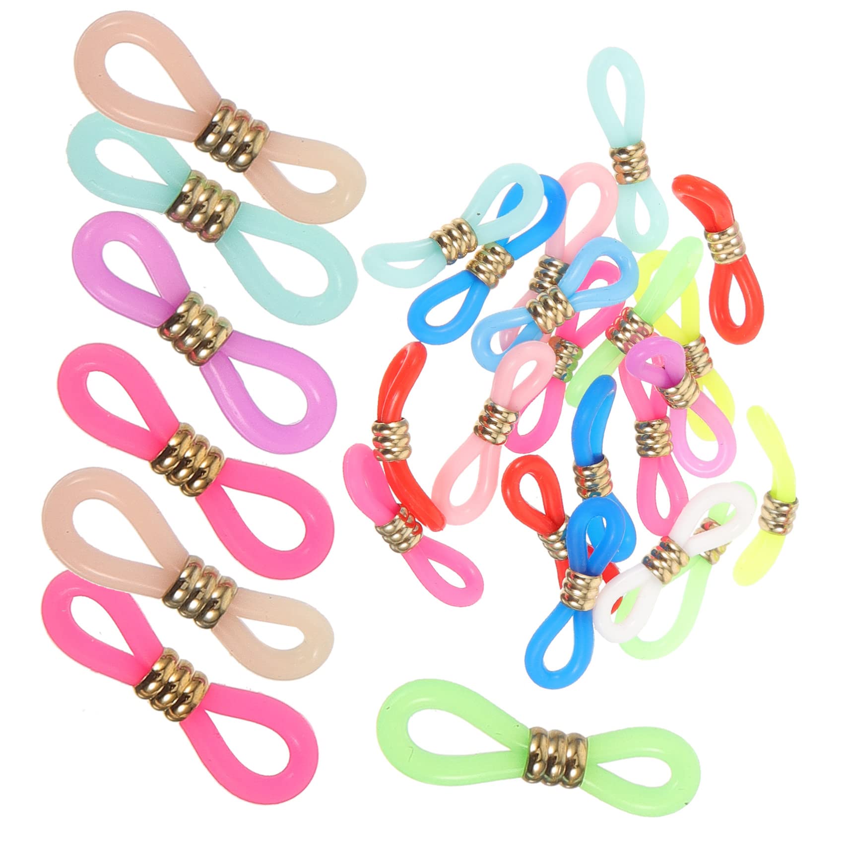 60 Pièces Connecteurs Antidérapants en Silicone et Métal pour Chaîne de Lunettes, Accessoires Réglables pour Maintien Sûr et Utilisation Sportive Couleur Aléatoire