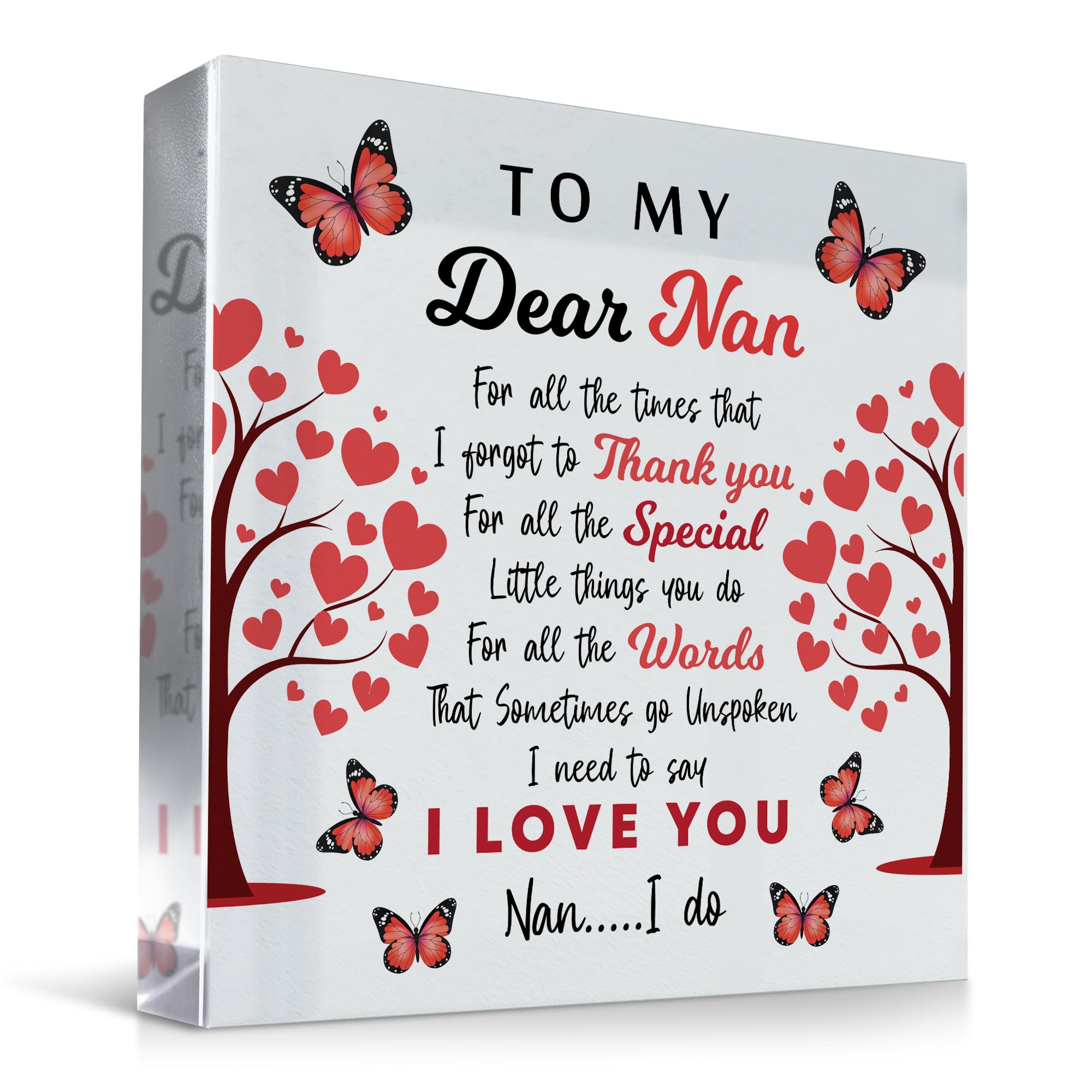 Red Ocean To My Dear Nan For Christmas Birthday Thank You For Nan From Granddaughter Grandson Plaque Novelty Keepsake