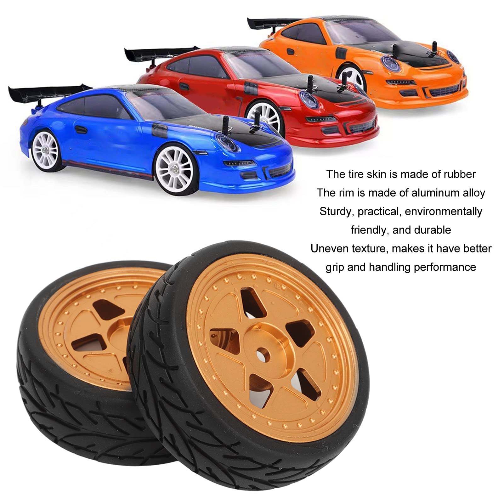 2 Pneus RC Caoutchouc 1/8 – Adaptés Pour ZD Racing, HSP, HPI Savage – Diamètre 170mm (orange)