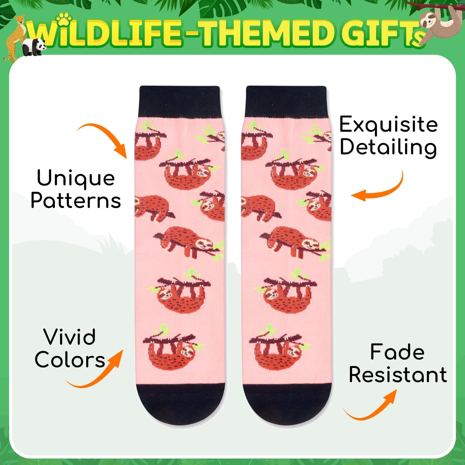 HAPPYPOP Animal Gifts for Kids - Shark Panda Sloth Bunny Socks, Crazy Socks for Boys Girls - Image 4