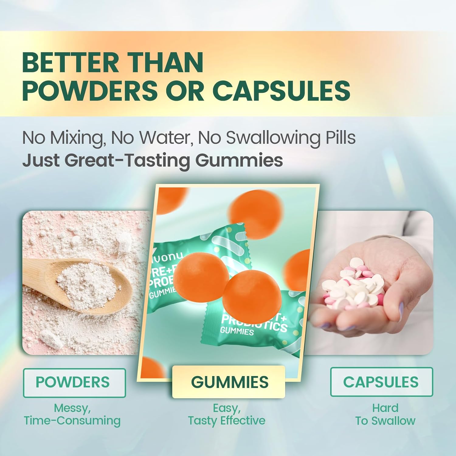 VivoNu Probiotics for Digestive Health Gummies, 3 in 1 Intestinal Digestion, Contains 2 Billion CFU Probiotic, Zinc, Magnesium and Vitamin D3, Men's Probiotics for Women, Non GMO (120Gummy/2Pack)