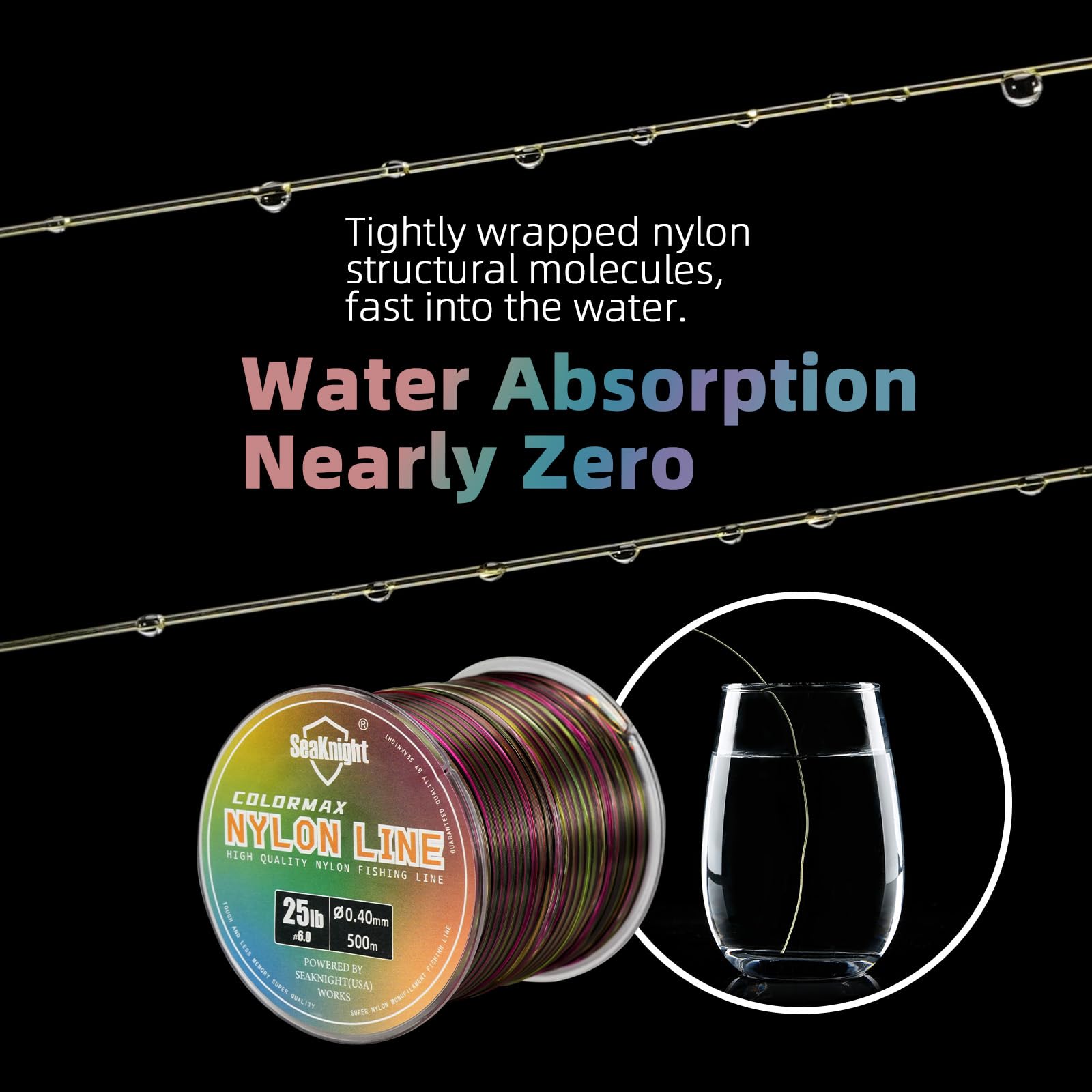 SeaKnight COLORMAX - Línea de Pesca de Nailon de 500m, monofilamento Suave, súper Fuerte, Pesca de Carpa, Pesca en el mar, 2-35LB