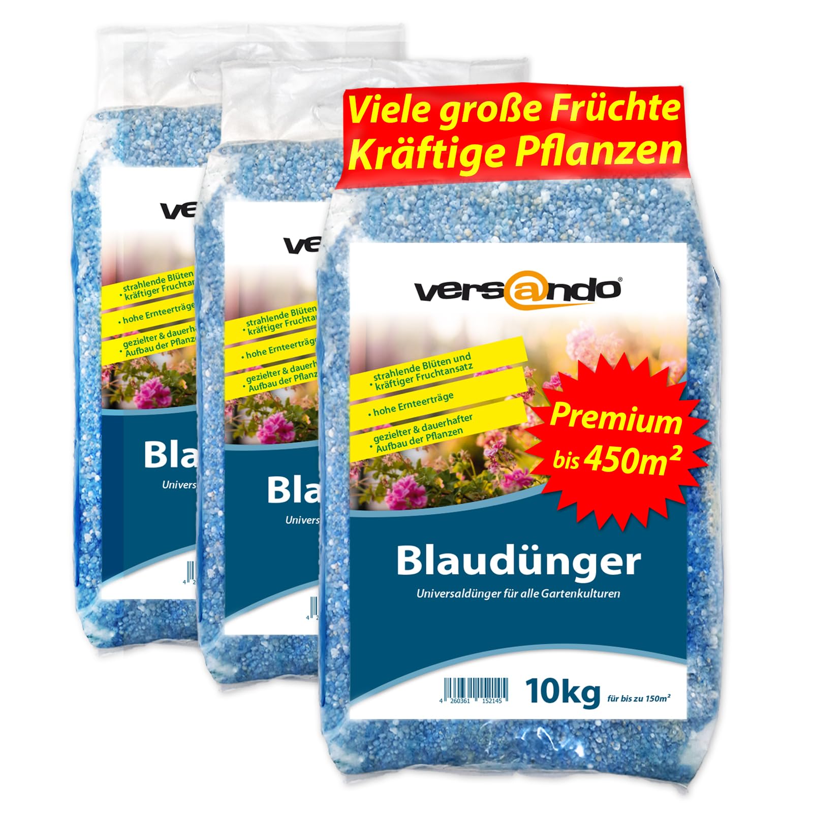 versando 30kg Blaudünger bis 450m²: NPK-Dünger für Obst Gemüse & kräftige Pflanzen mit Langzeitwirkung - Premium Qualität