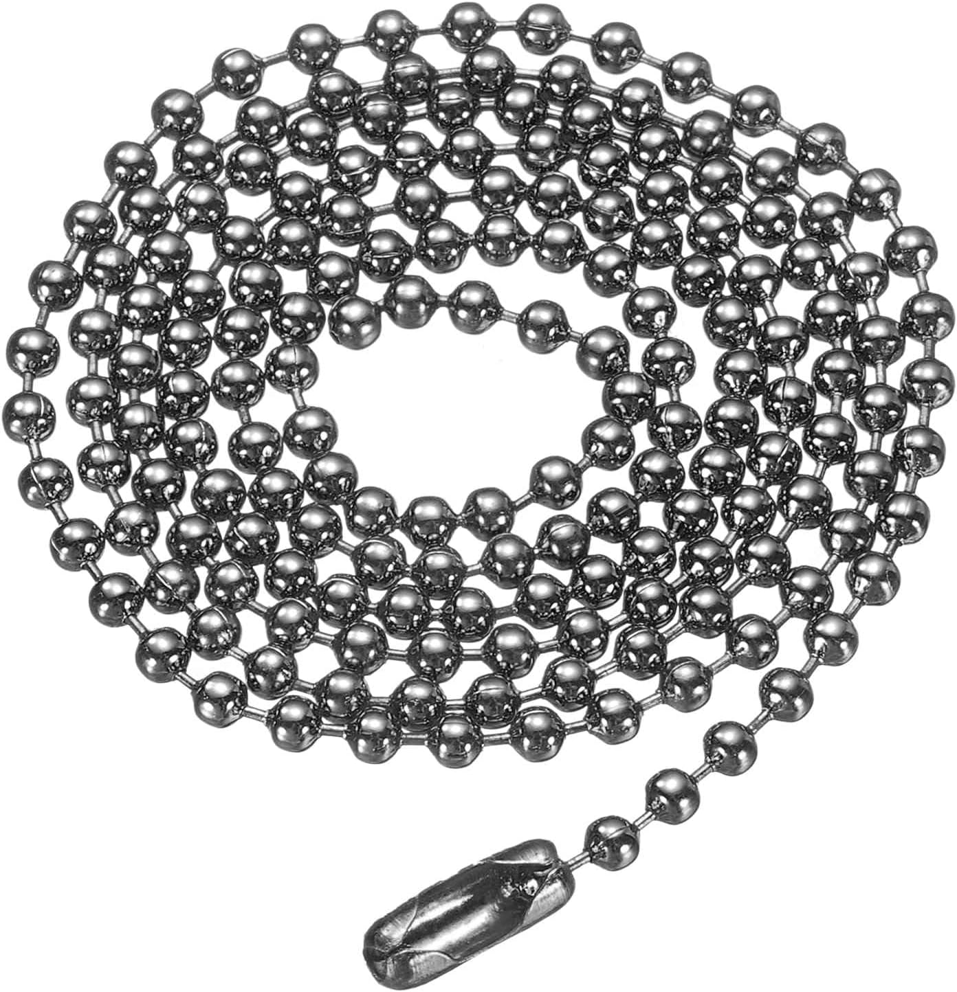 HARFINGTON Iron Ball Chain Round Bead Necklace Dog Tag Pull Chains with Connectors Clasps for Men Women Jewelry Making Bracelets Keychain