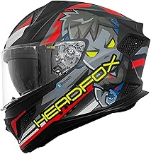HEADFOX N2 Flash Shady Smart Bluetooth Full Face Helmet for Man & Women for Sports Bike with Anti Fog Visor, Aircraft Light, Noise Cancellation, Voice Assistance & GPS