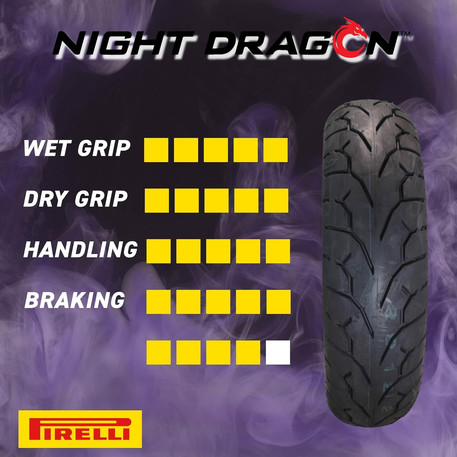 Pirelli Night Dragon GT 180/55B18 M/C 80H REINFTL Cruiser Motorcycle Rear Tire - Superior Traction & Handling for High-Performance Cruisers w/Keychain