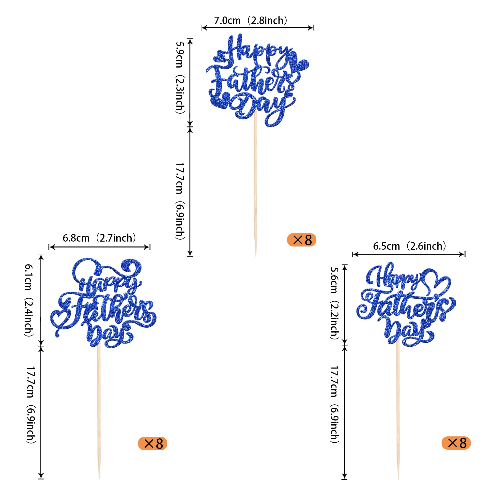 Xsstarmi 24 Pack Happy Father's Day Cupcake Toppers Happy Fathers Day Party Decorations Love Daddy Best Father Cupcake Picks for Happy Father's Day Party Cake Decorations Deep Blue - Image 2