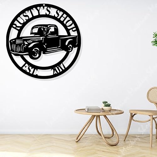 Miniatura 2 de Letrero de metal para recogida de auto, decoración de pared de garaje de metal, letrero de nombre de metal personalizado, regalo de papá de la cueva