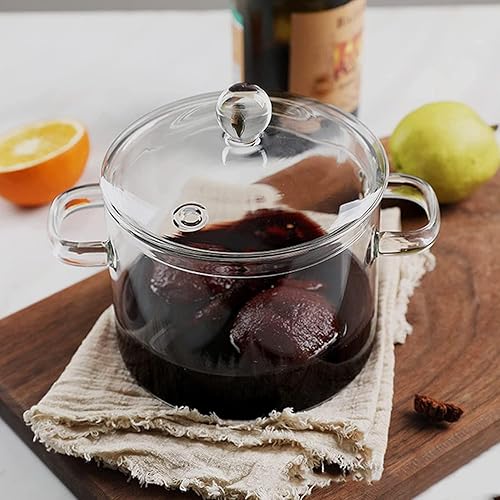 Miniatura 5 de Cacerola de vidrio con tapa, resistente al calor, olla y sartén con tapa para fideos de pasta, sopa, leche, alimentos para bebés (64 oz64.2 fl oz)