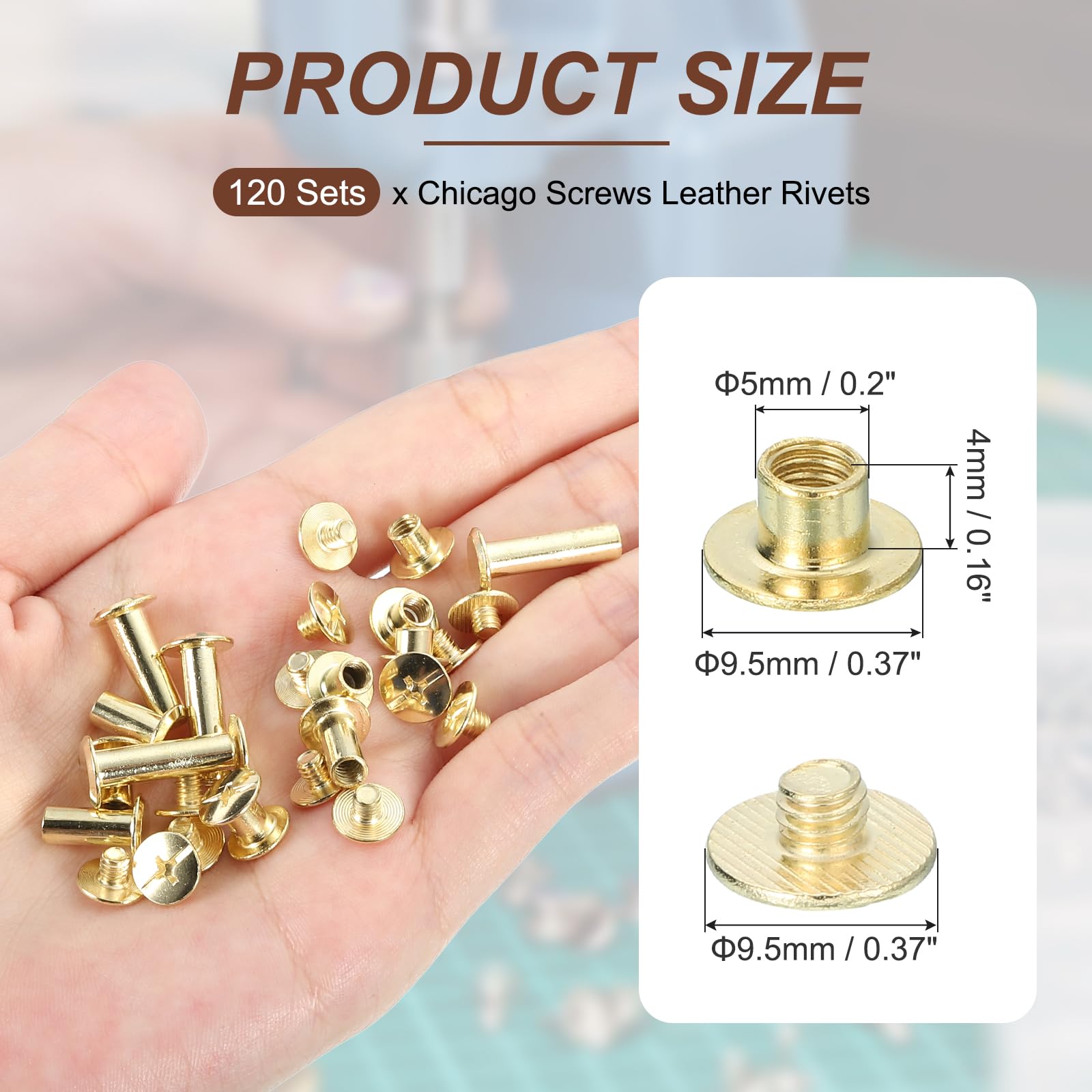PATIKIL 7mm Chicago Screws Leather Rivets - Image 2