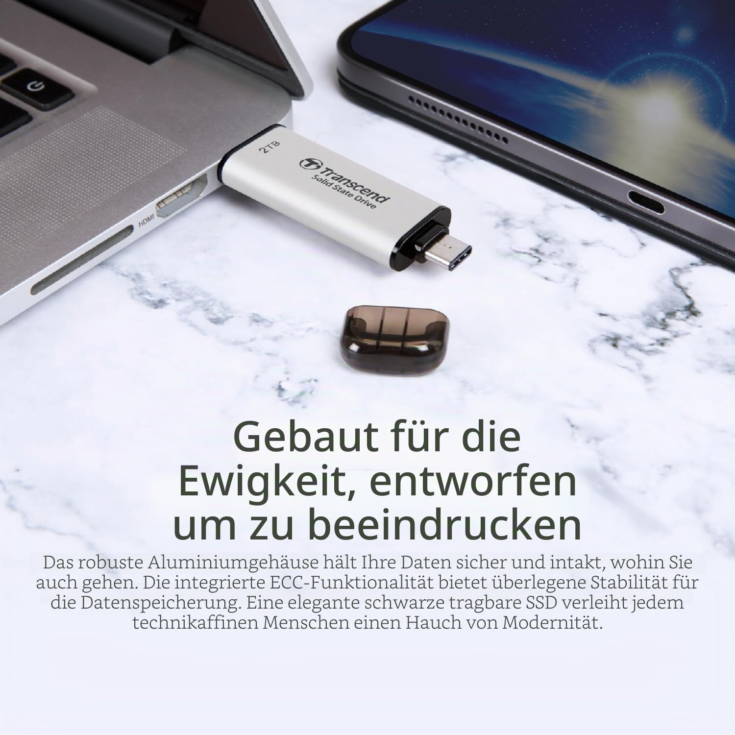 Transcend ESD310 512GB Dual USB-C/A External SSD 1050MB/s Ultra-Fast Drive for iPhone 17/16/15, MacBook, iPad & PC | HighSpeed File Transfer TS512GESD310S