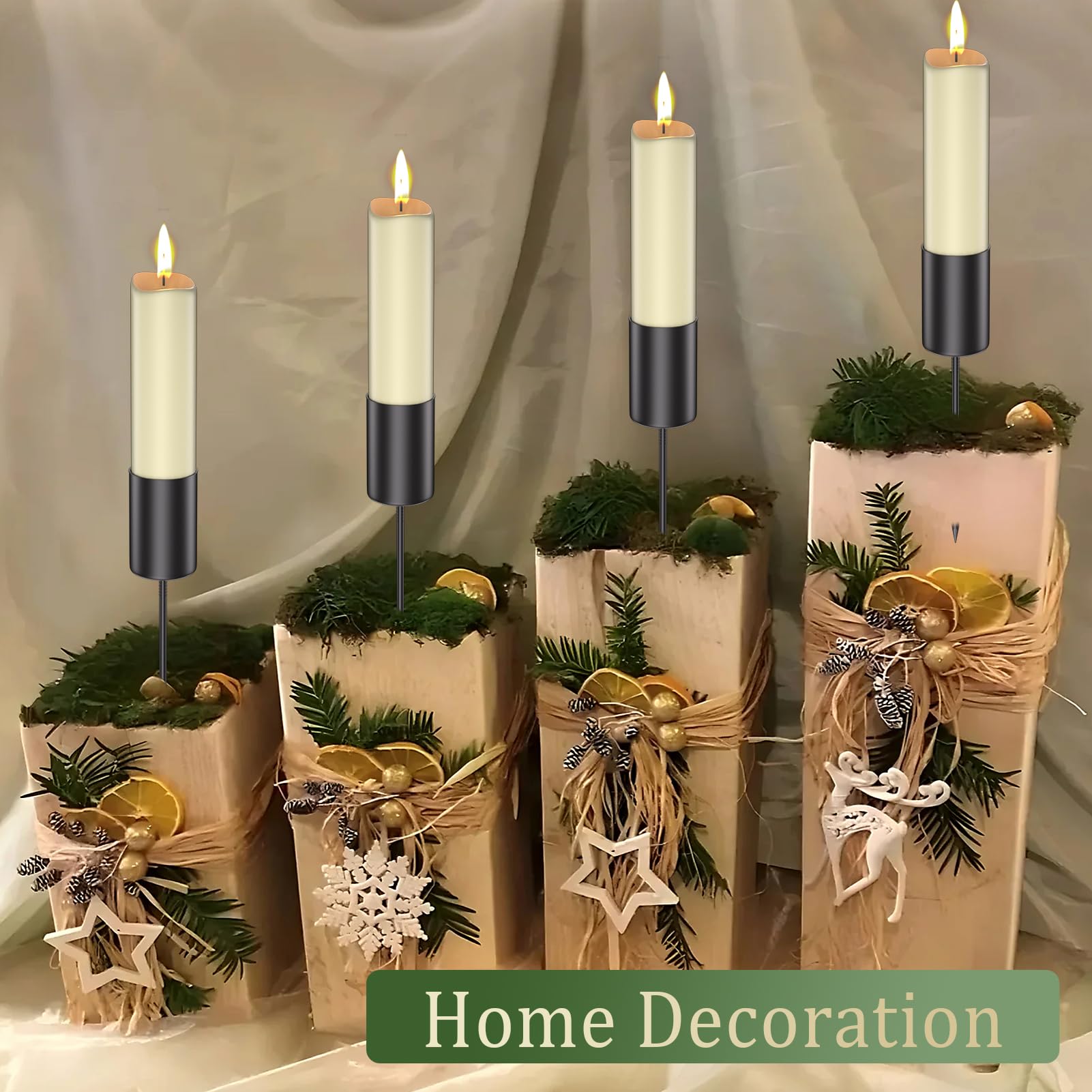 4er Set Kerzenhalter Für Adventskranz - Metall Blütenform Mit Edelstahl-Dorn