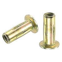 Vista 11 de uxcell Tuercas remachadoras multiagarre 1/4-20, 5 piezas de vástago preabombado cabeza plana roscada tuerca de inserción chapada en zinc dorado