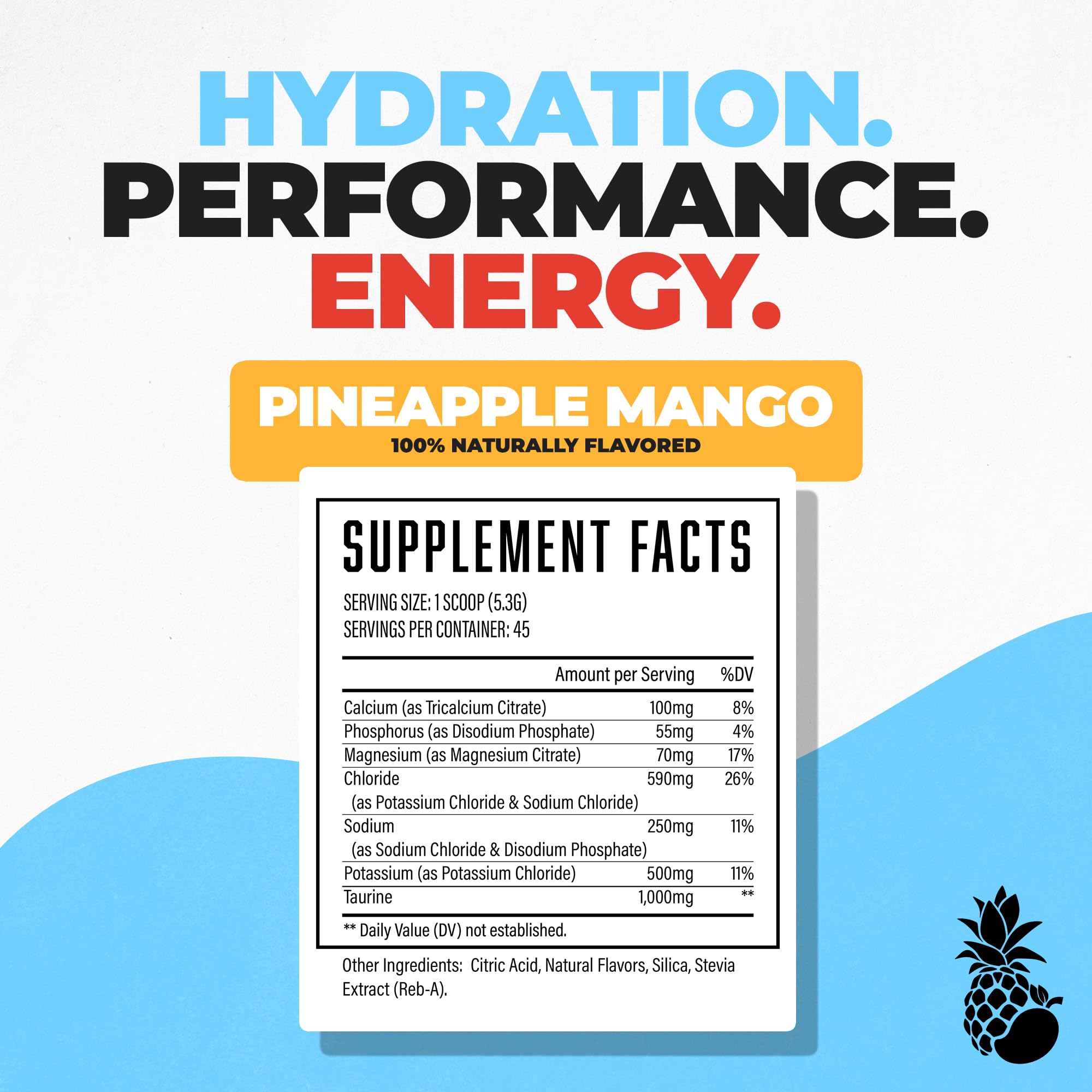 Huge Supplements Electrolytes Powder - Advanced Hydration Formula with Full Electrolyte Profile - Sugar Free, No Artificial Flavors or Colors - 45 Servings (Pineapple Mango)