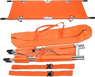 Folding Stretcher Made from Top Grade Aluminum Alloy Gurney Stretcher with Heavy Duty Handles Medical Stretcher with Rubber Feet Portable Stretcher for Patient Transport (Orange)