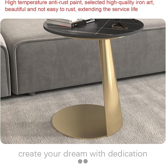 Round End Table, Modern Minimalist Coffee Table for Sofa or Bedside