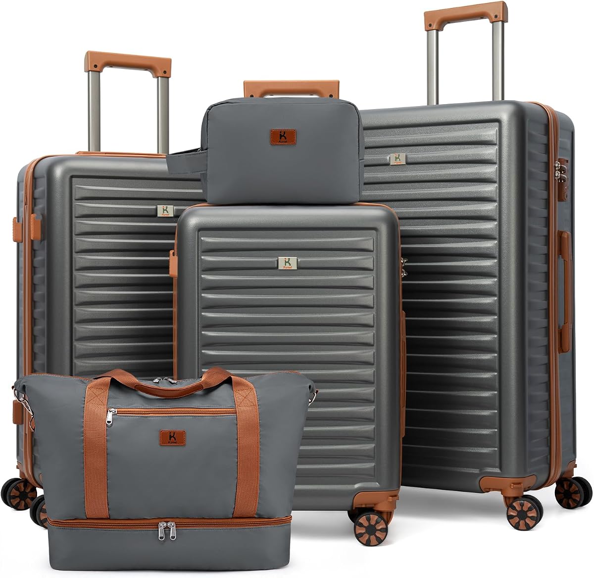 KUNEL Luggage Sets 5 Pcs suitcases with Wheels, 20/24/28Inch | ABS Hard Case Suitcases with Detachable Spinner Wheels, TSA-Approved Lock , Large Checked Travel Suitcases for Family