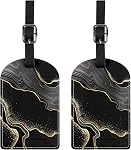 2 Pack Luggage Tag Luggage Tags PU Leather Suitcase Tags Aesthetic Cute Travel Bag Labels for Women Girls-Black Butterfly