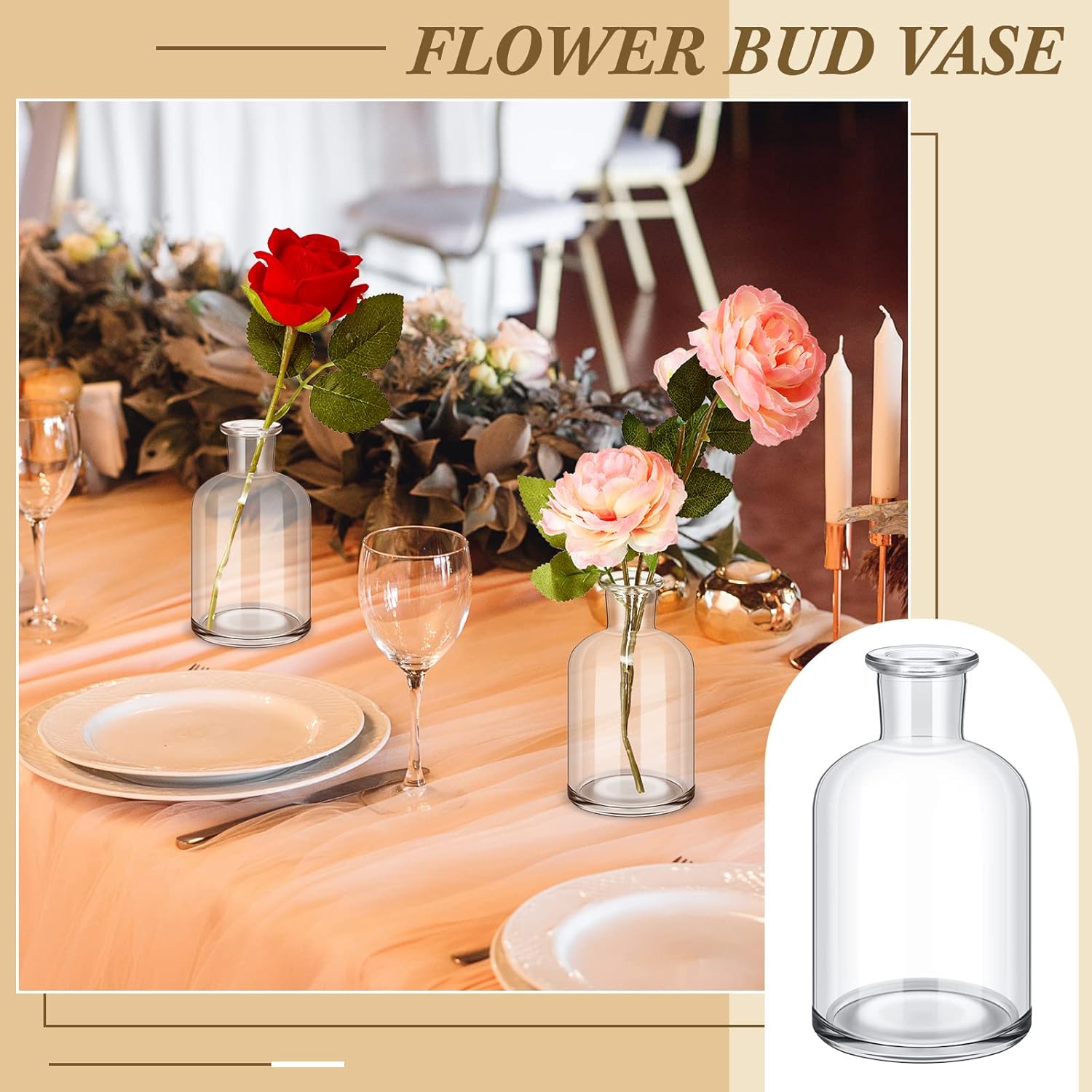 Lallisa 30 Pcs 4 Inches Small Glass Bud Vases Bulk Mini Flower Vases for Centerpieces Decorative Glass Bottles Vintage Rustic Decoration for Wedding Dining Table Home Decor - Image 5