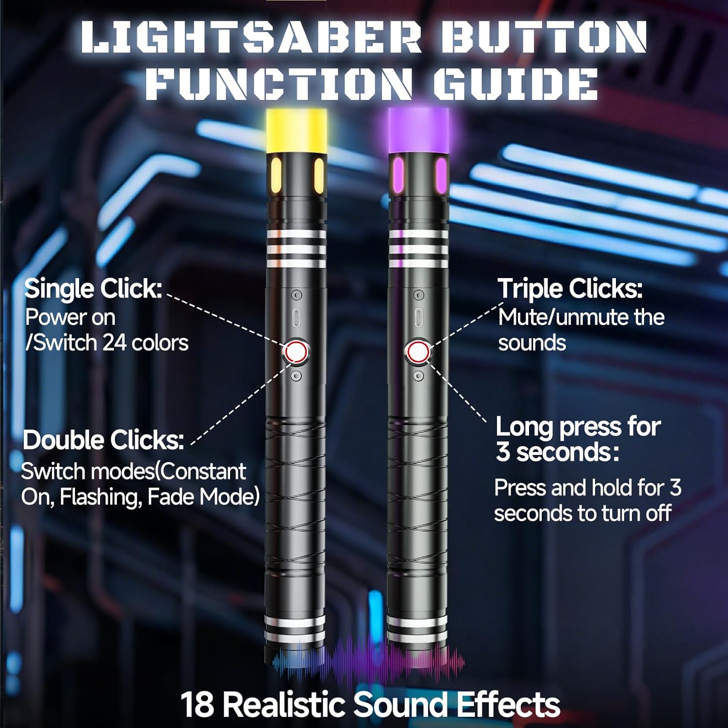 Lightsabers, Dueling Light Saber with 24 Colors 3 Modes, 2 in 1 Double Lightsaber with Connector, Real FX Light Sword Toy for Teens and Adults, Halloween Xmas Cosplay Birthday Gift, 40in, 2PCS
