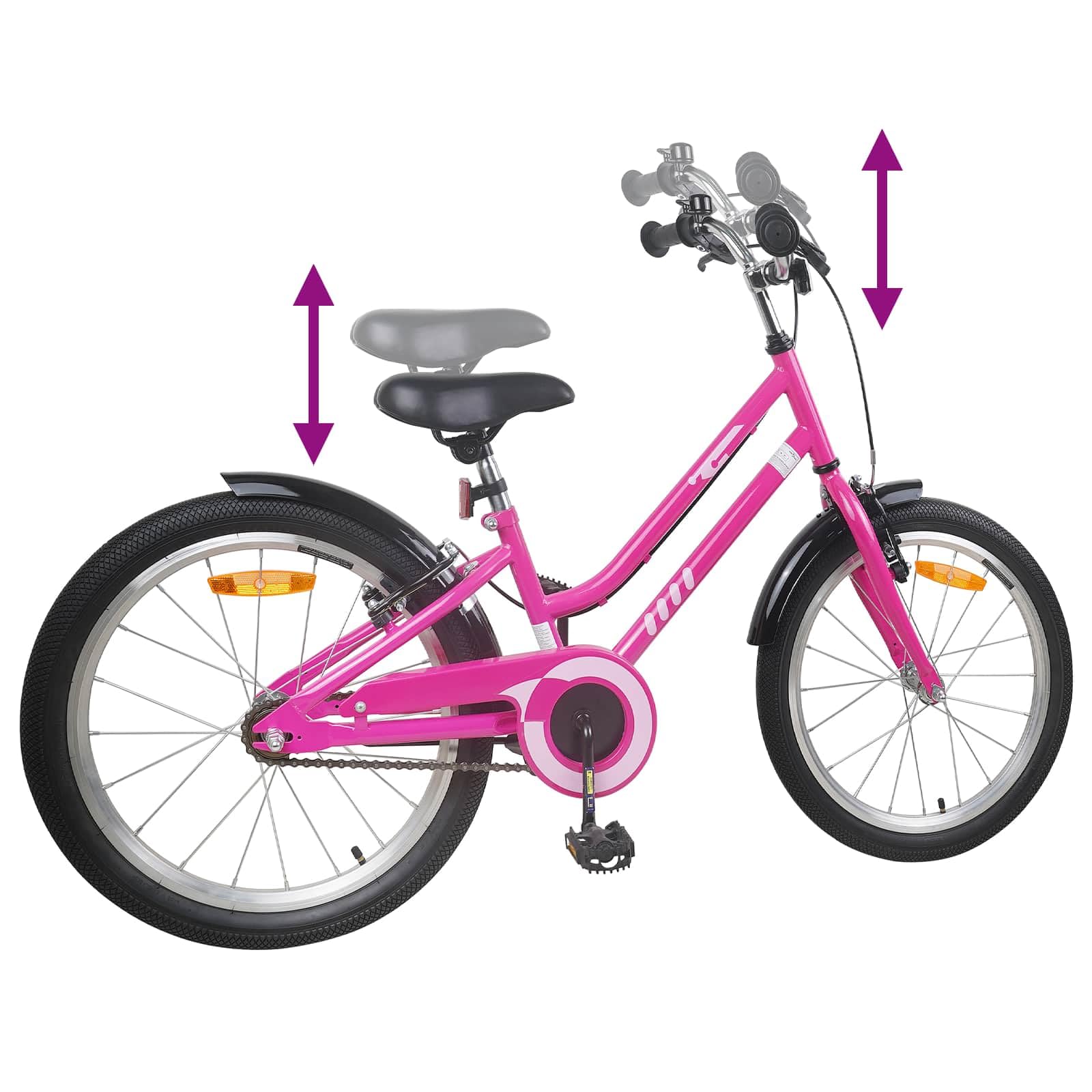 Kinderfahrrad Zoll Pink Weiß für 2-4 Jahre Stahlrahmen mit Felgenbremse, Schutzblech, Klingel und Reflektoren ideal für Outdoor, Training und Mobilität Kleiner Radfahrer