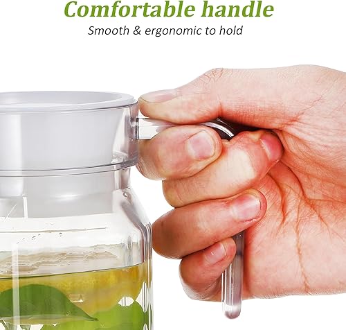 Miniatura 6 de MAGICLULU Jarra de vidrio para bebidas de 2 piezas, botellas de agua fría y caliente, jarra de limonada, jarra de jugo de plástico, recipiente de