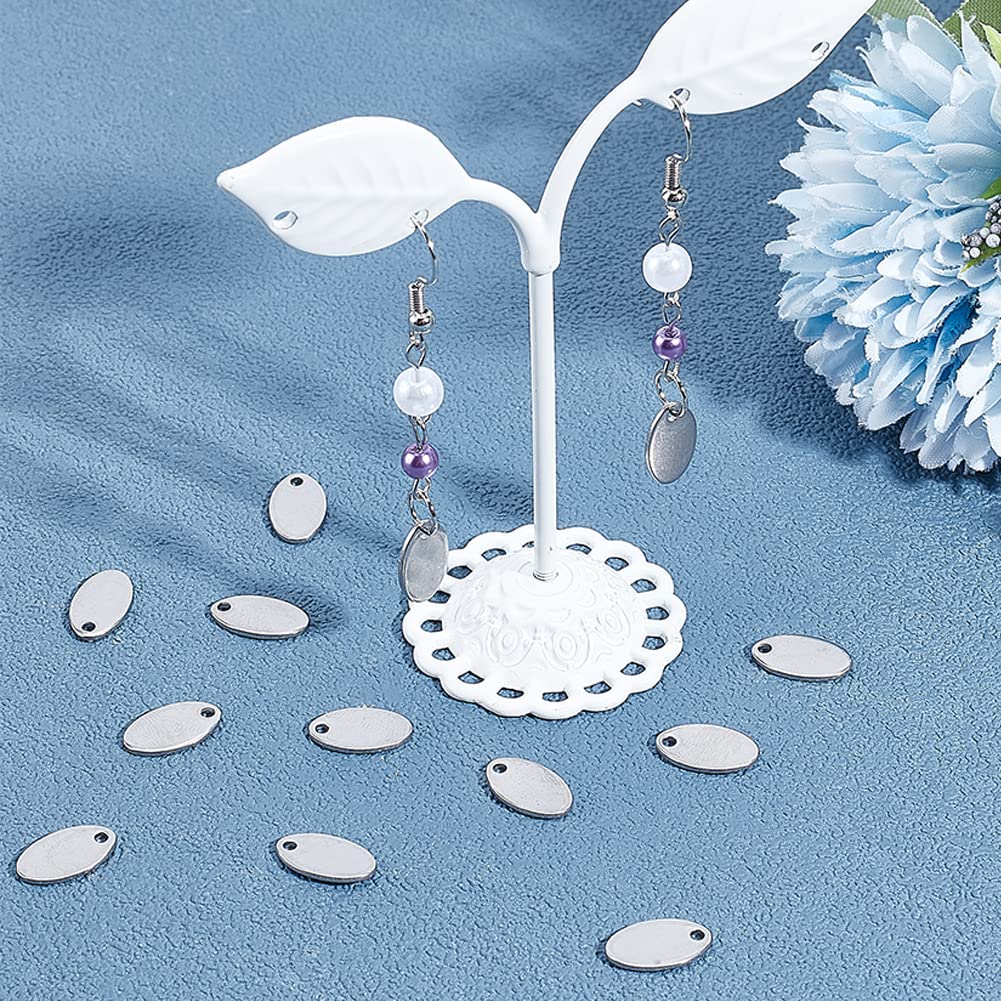 UNICRAFTALE About 200Pcs Oval 304 Stainless Steel Stamping Blank Tag Metal Tags with 2 Holes Stamping Tag Pendants for Bracelet Jewelry Making 7.5x12.5mm