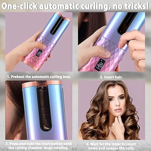 Miniatura 6 de Rizador automático de cabello, rizador de cabello para peinar el cabello, rizador giratorio con 6 temperaturas y temporizadores, apagado automático,